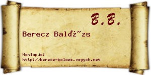 Berecz Balázs névjegykártya